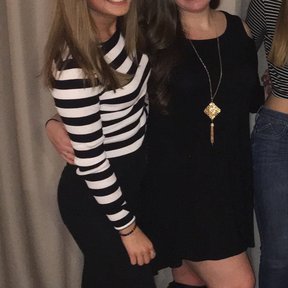 Black and white striped crop top